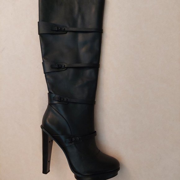BCBGMaxAzria Shoes - BCBGMAXAZARIA Nitza Black Leather Platform High Heel Boots Retail $495